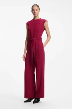 Jumpsuit aus Krepp mit Gürtel