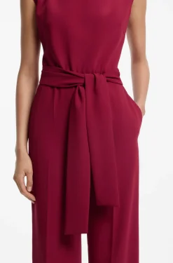 Jumpsuit aus Krepp mit Gürtel