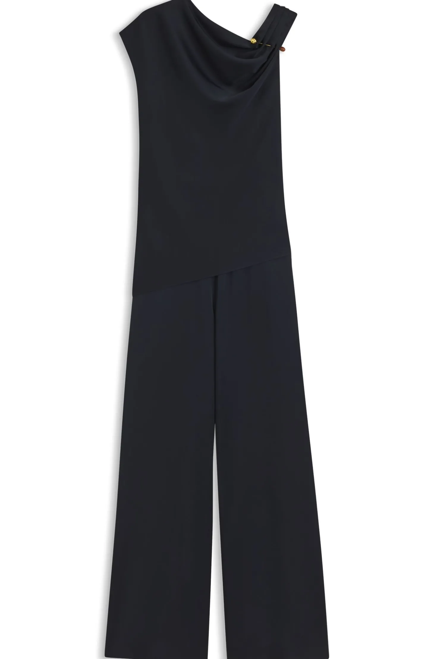 Jumpsuit mit geradem Beinverlauf und gerafftem Pin-Detail