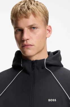 Kapuzenjacke aus Baumwoll-Mix mit Paspeln