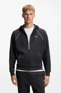 Kapuzenjacke aus Baumwoll-Mix mit Paspeln