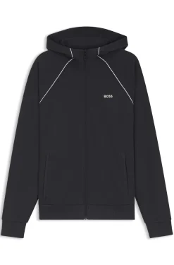Kapuzenjacke aus Baumwoll-Mix mit Paspeln