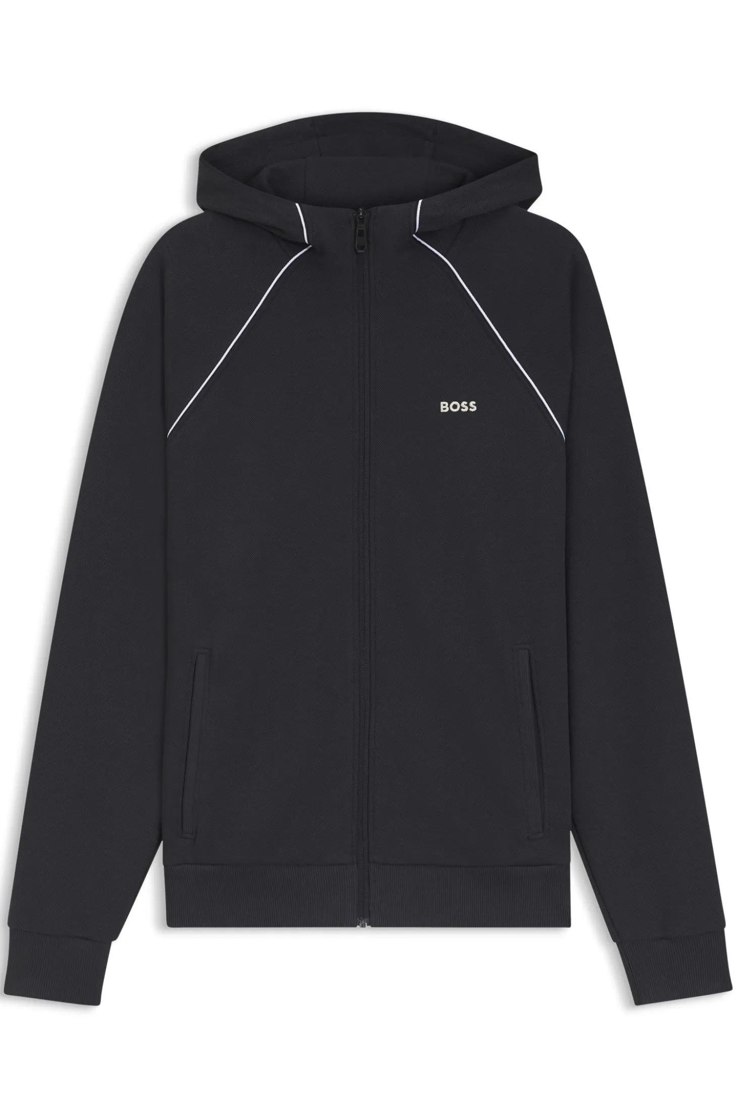 Kapuzenjacke aus Baumwoll-Mix mit Paspeln