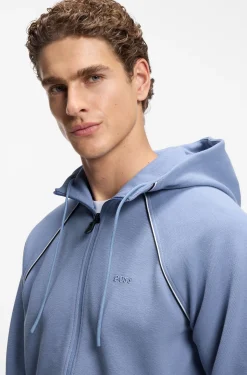 Kapuzenjacke aus Baumwoll-Mix mit Paspeln