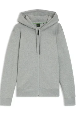 Kapuzenjacke aus Stretch-Baumwolle mit Reißverschluss und Logo-Detail