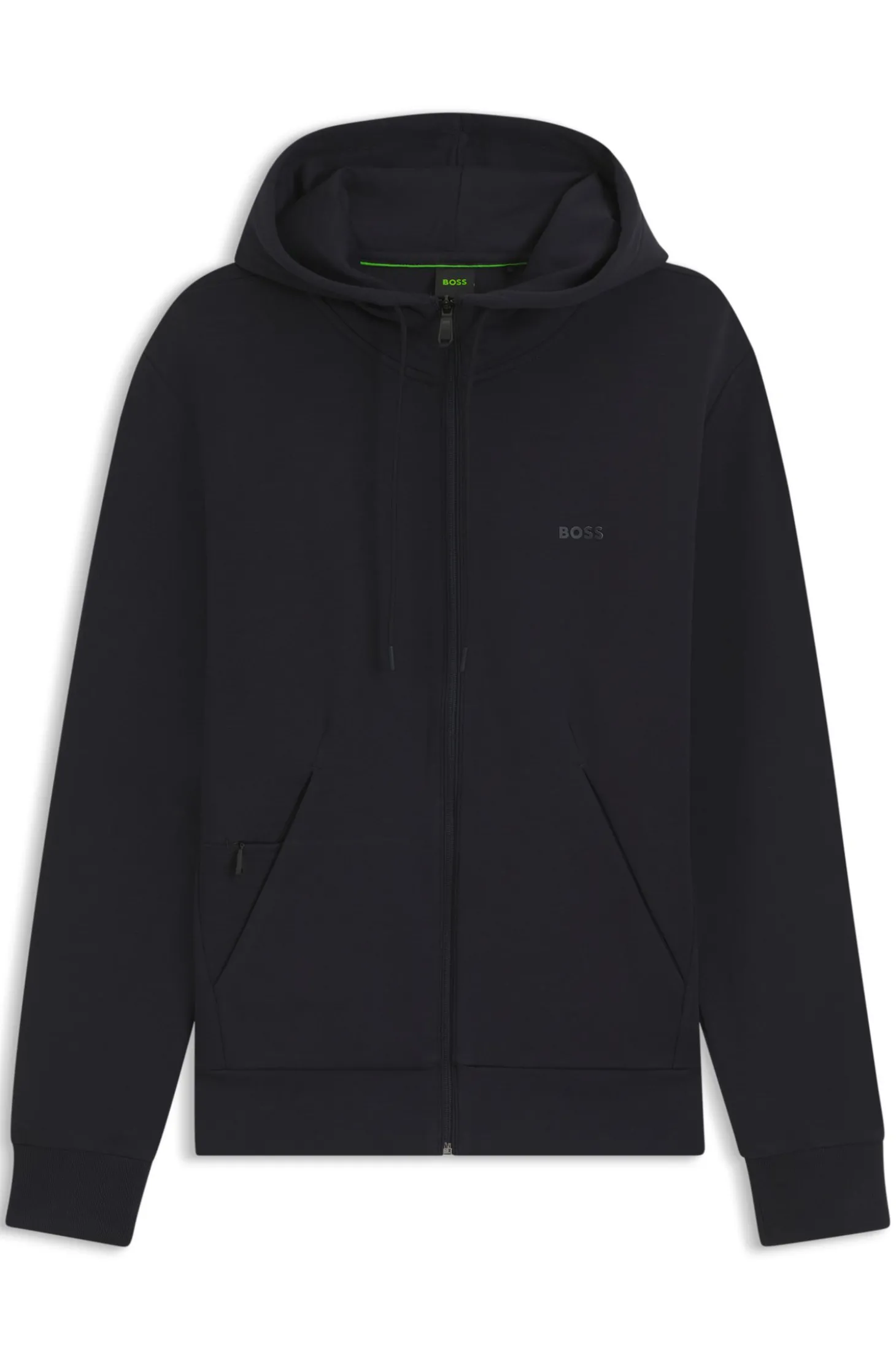 Kapuzenjacke aus Stretch-Baumwolle mit Reißverschluss und Logo-Print