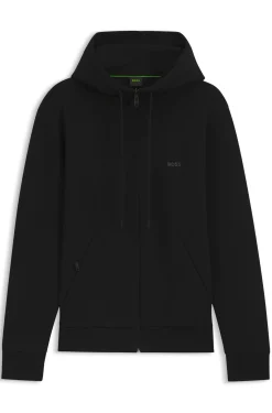Kapuzenjacke aus Stretch-Baumwolle mit Reißverschluss und Logo-Print