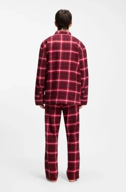 Karierter Pyjama aus Baumwolle mit Logo-Labels