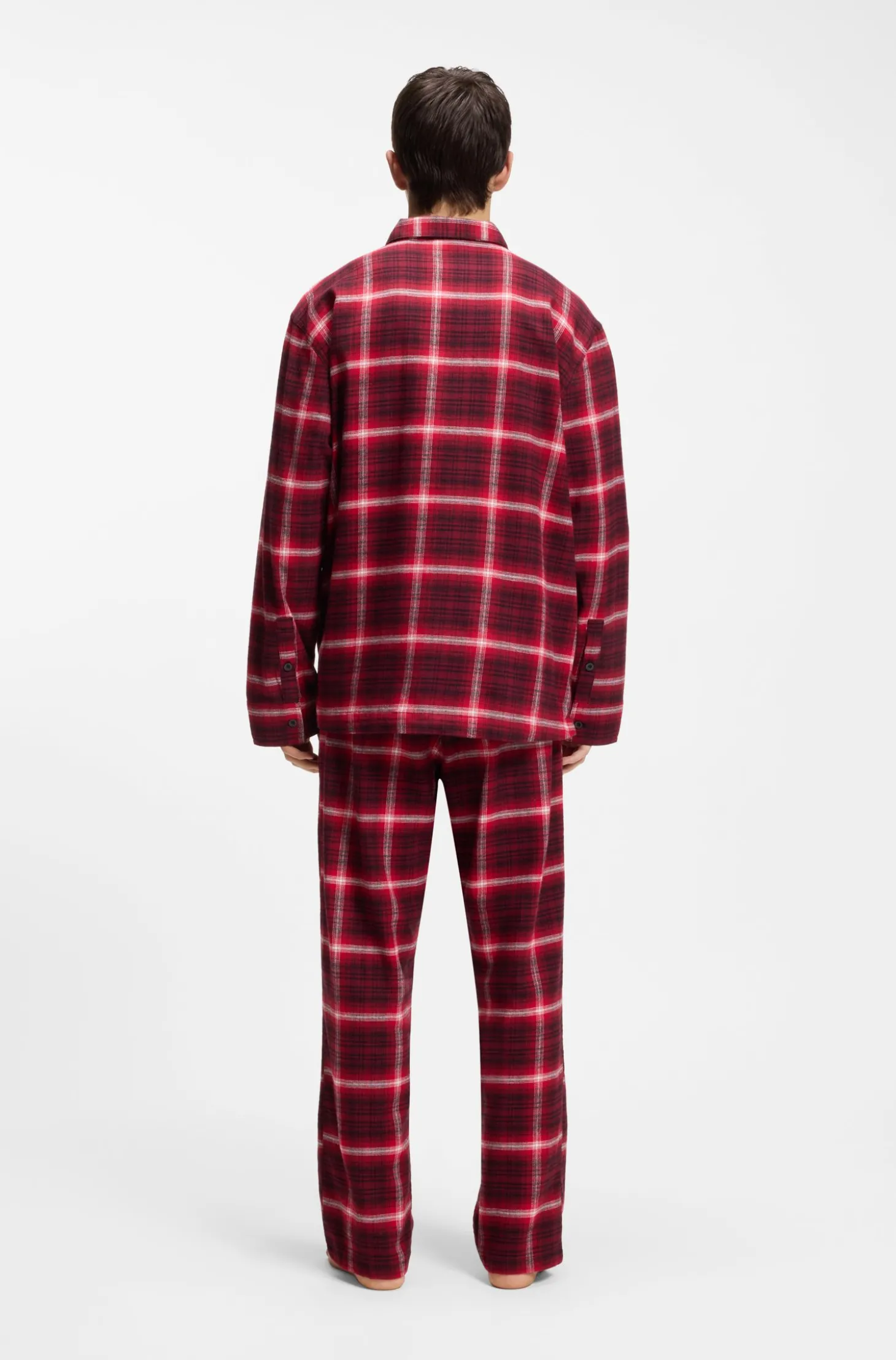 Karierter Pyjama aus Baumwolle mit Logo-Labels