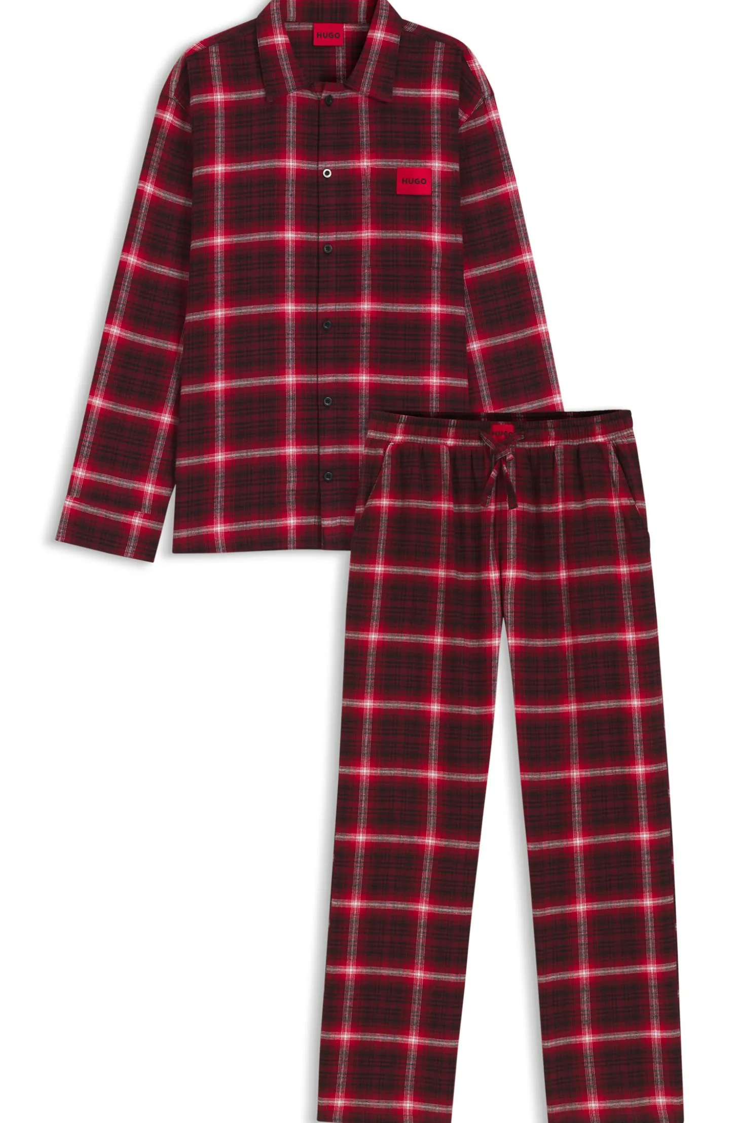 Karierter Pyjama aus Baumwolle mit Logo-Labels