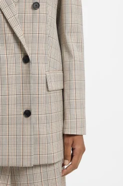 Karierter Regular-Fit Blazer aus elastischem Woll-Mix