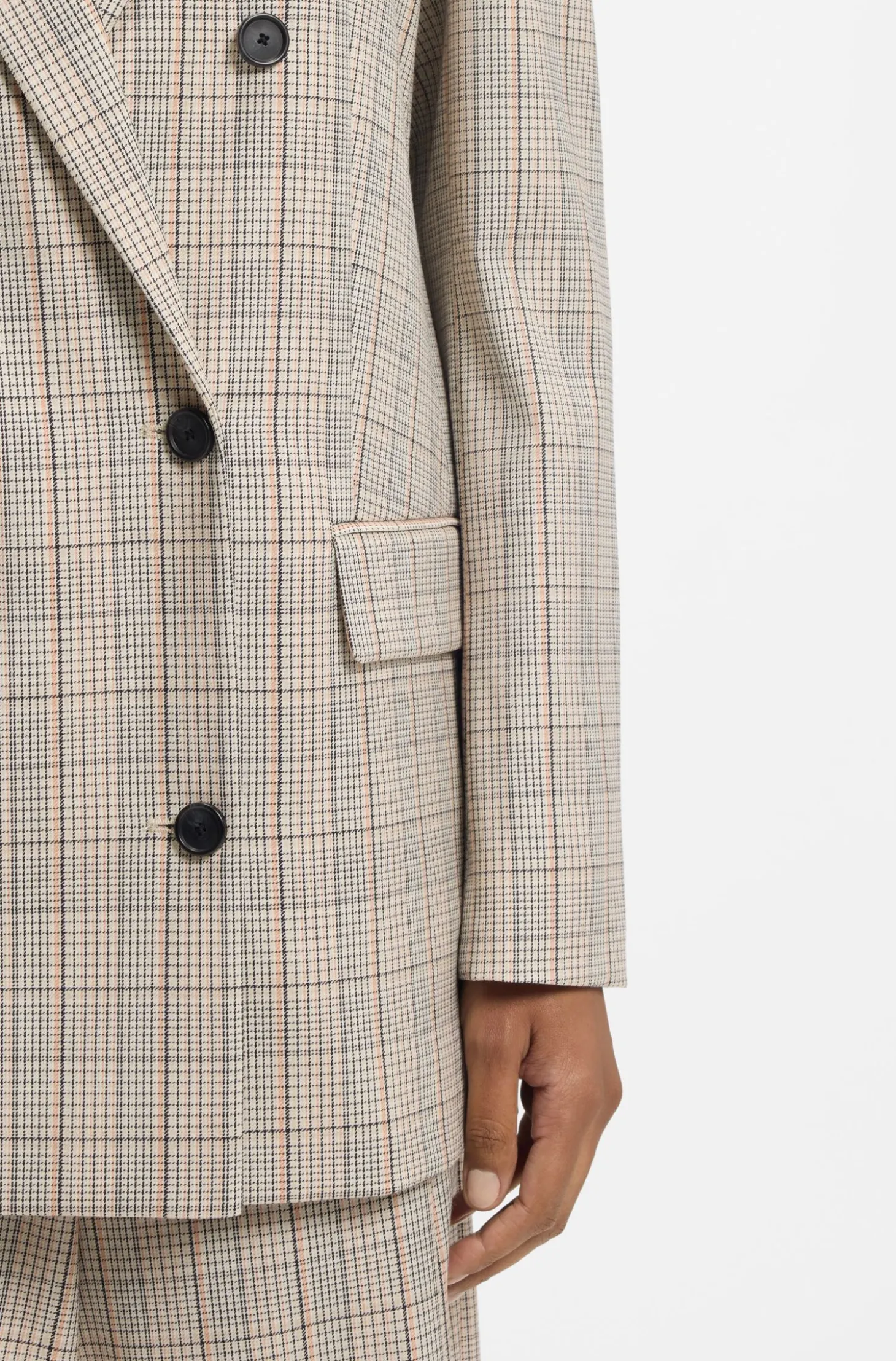 Karierter Regular-Fit Blazer aus elastischem Woll-Mix