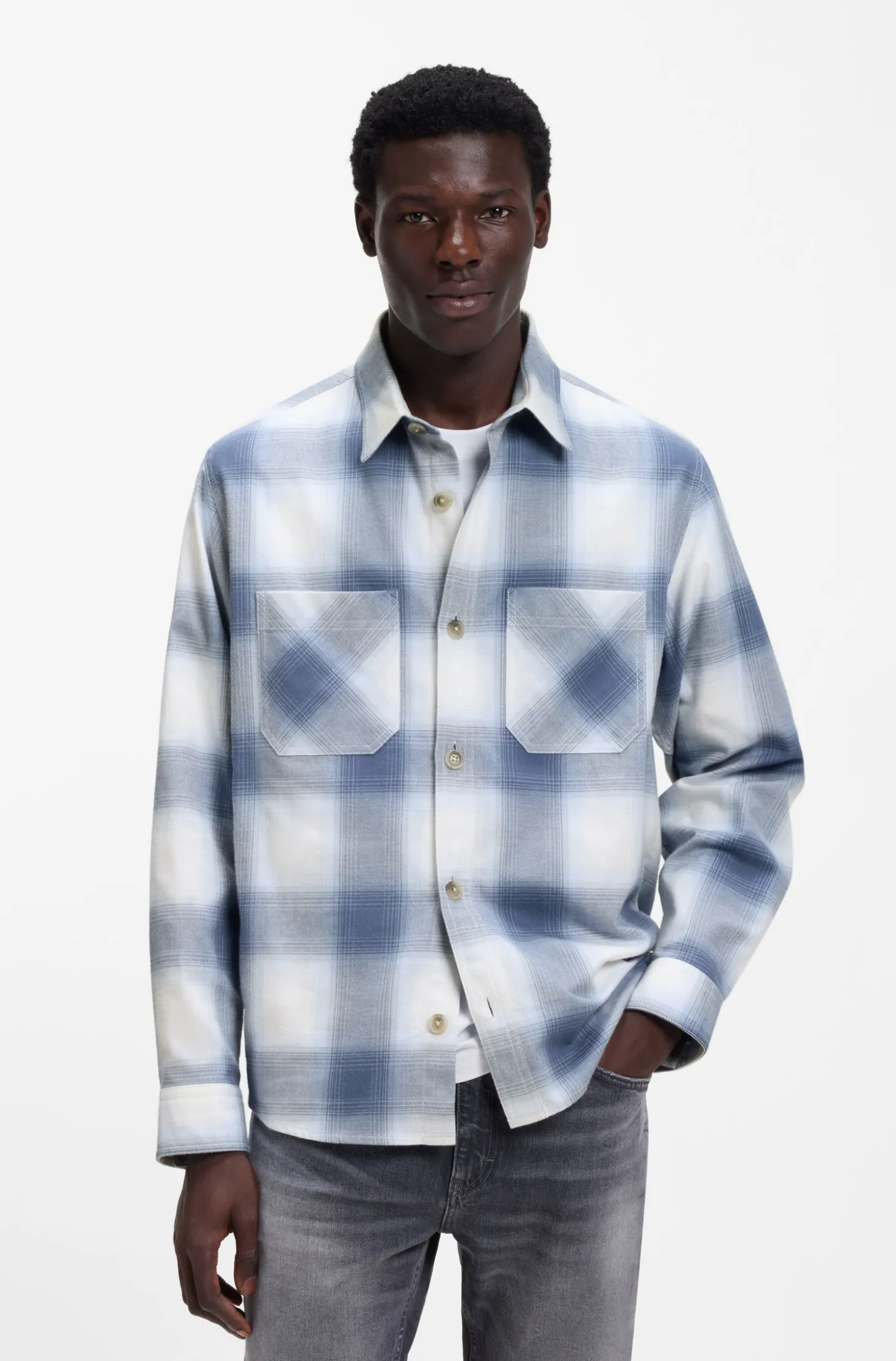 Kariertes Oversized Hemd aus Baumwoll-Twill