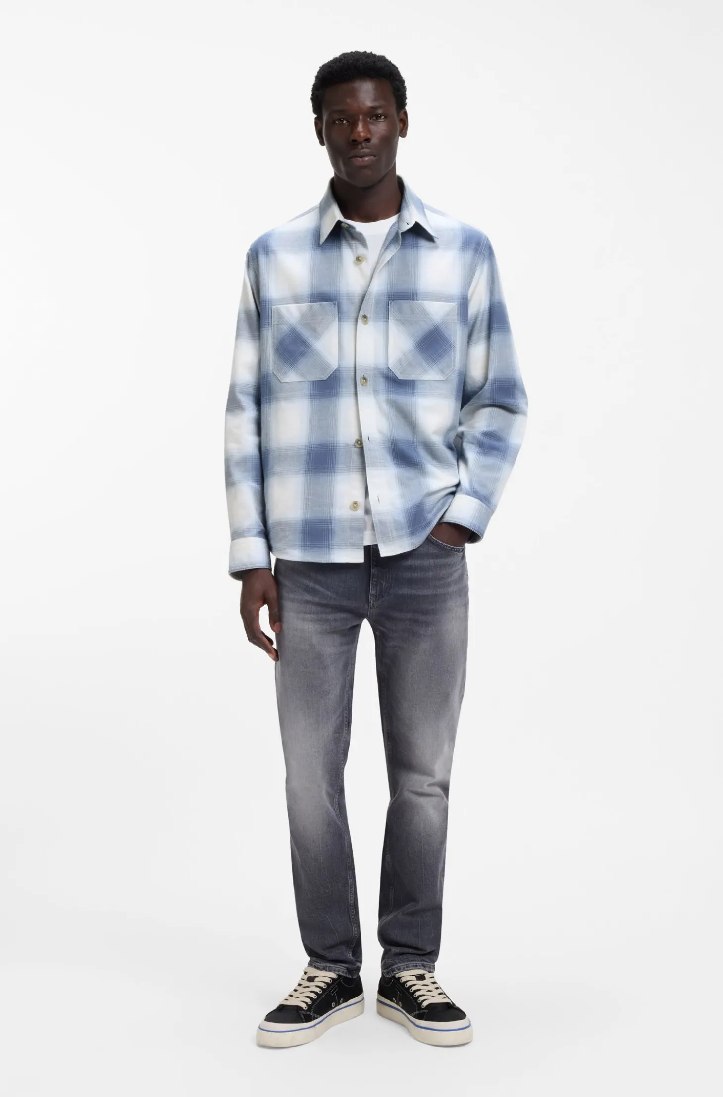 Kariertes Oversized Hemd aus Baumwoll-Twill