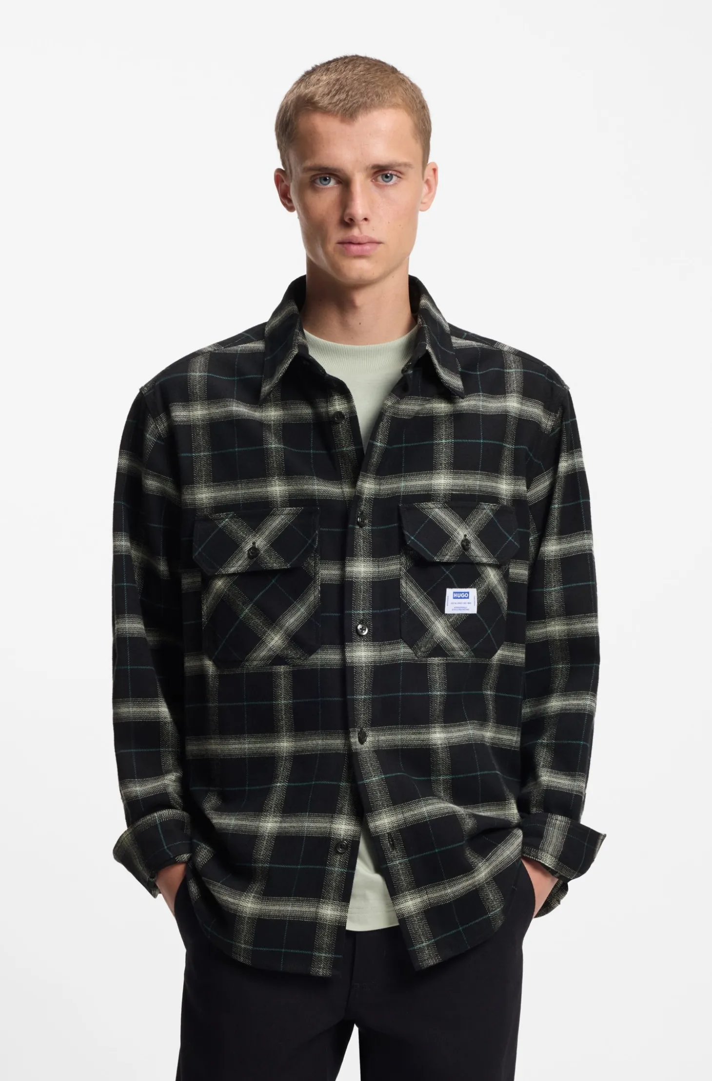 Kariertes Oversized Overshirt aus Baumwoll-Twill