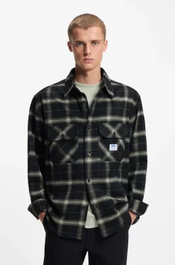 Kariertes Oversized Overshirt aus Baumwoll-Twill