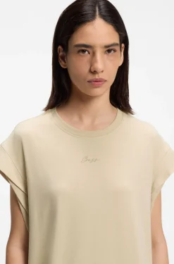 Kleid aus Jersey mit Cap-Ärmeln und Logo-Detail