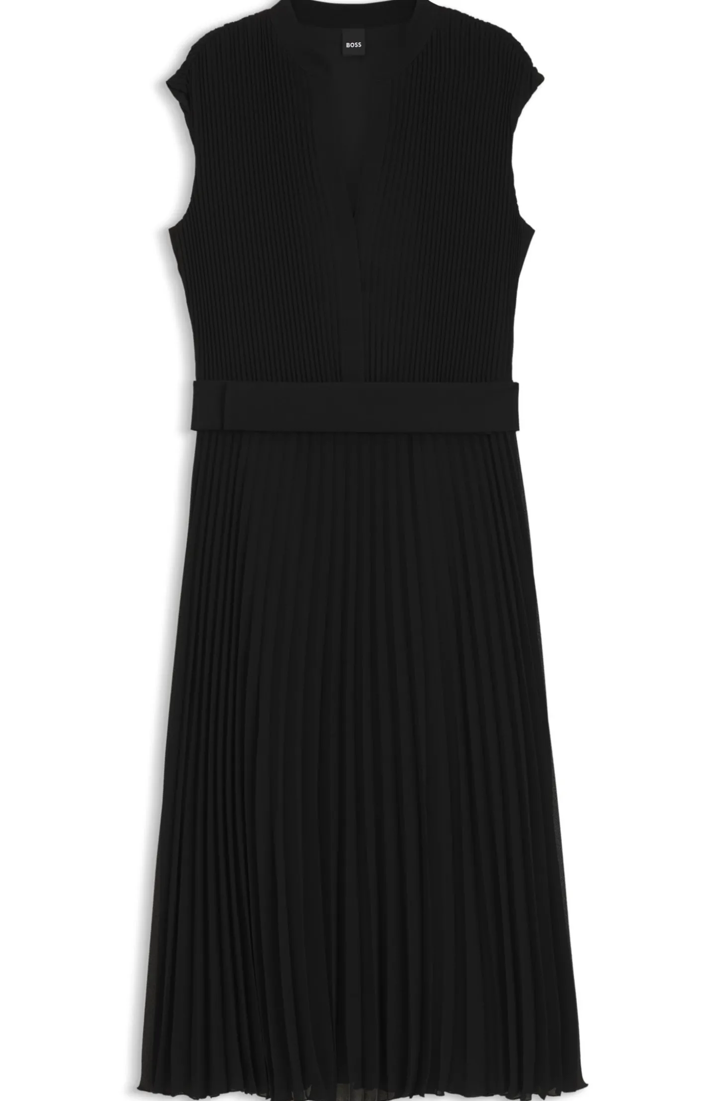 Kleid aus Plissee-Krepp mit eingekerbtem Ausschnitt