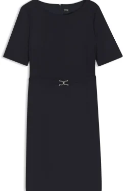 Kleid aus Schurwolle mit Metall-Detail am Gürtel