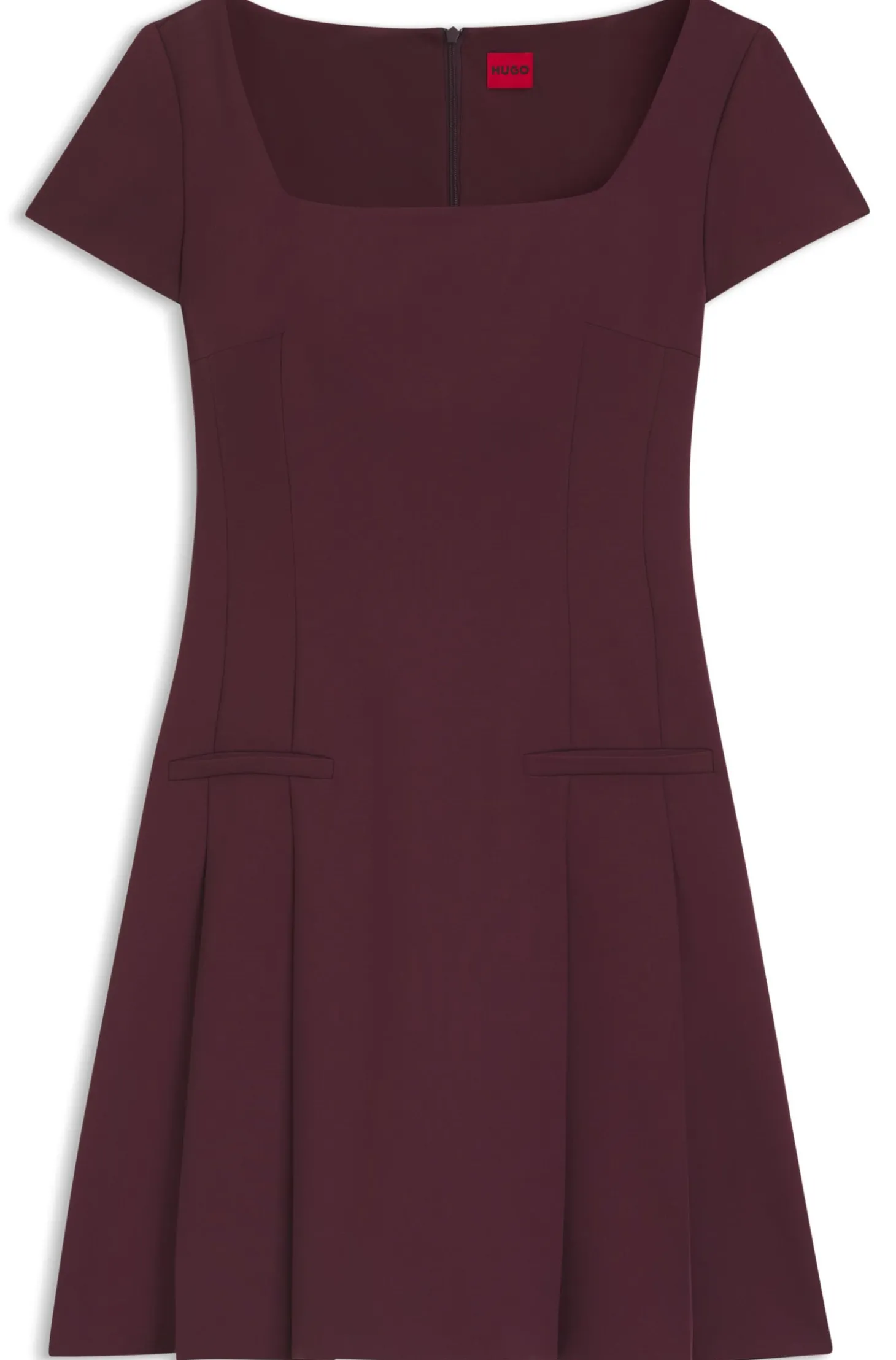 Kleid aus Stretch-Gewebe mit eckigem Ausschnitt