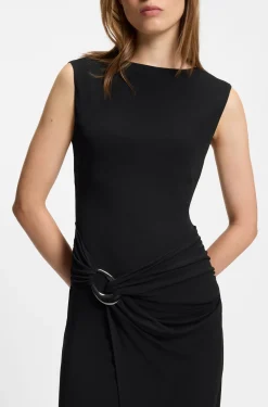 Kleid in Wickel-Optik mit Schließe