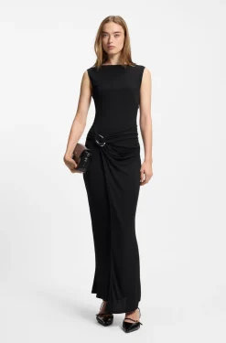 Kleid in Wickel-Optik mit Schließe