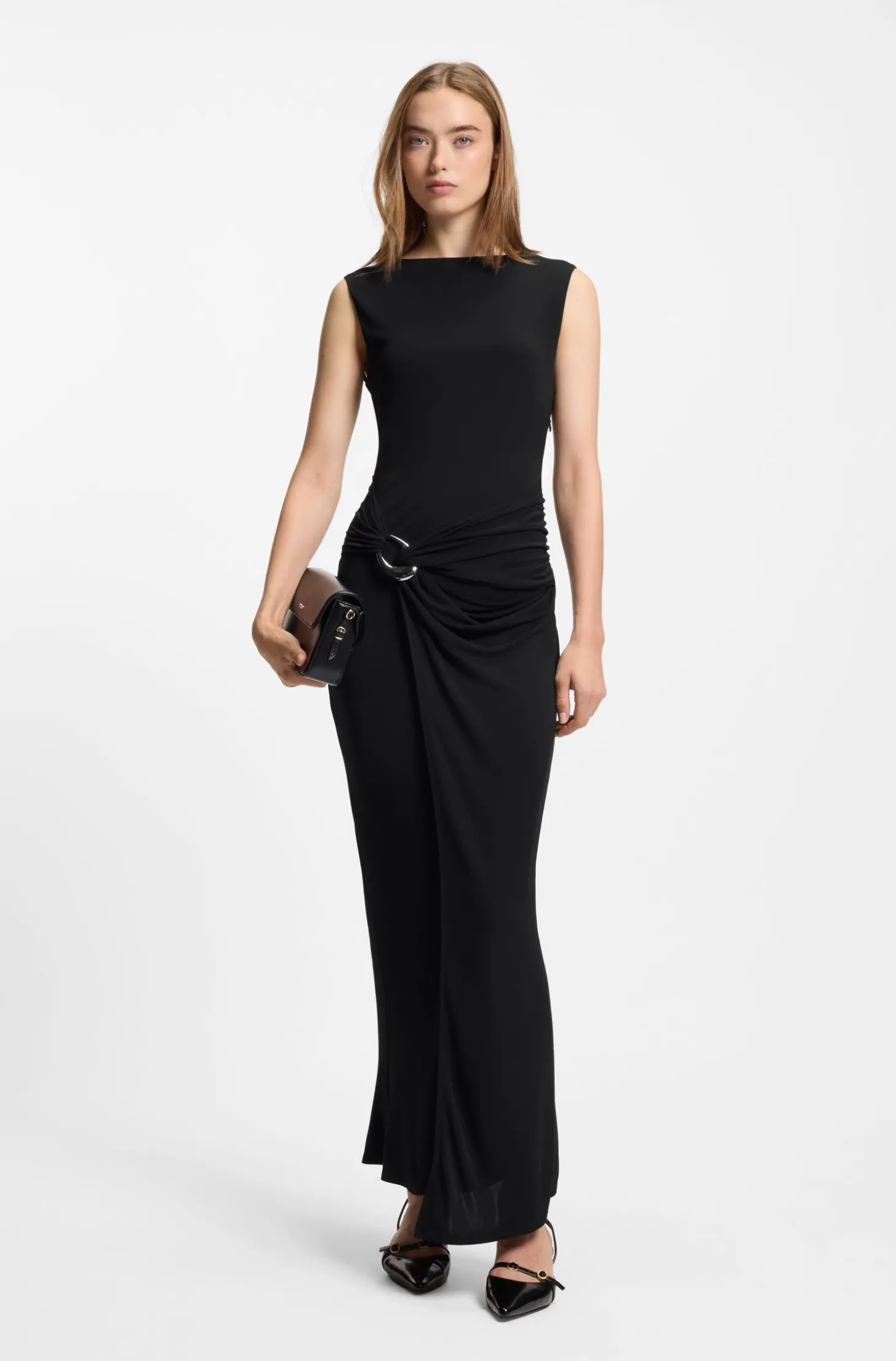 Kleid in Wickel-Optik mit Schließe