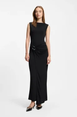 Kleid in Wickel-Optik mit Schließe