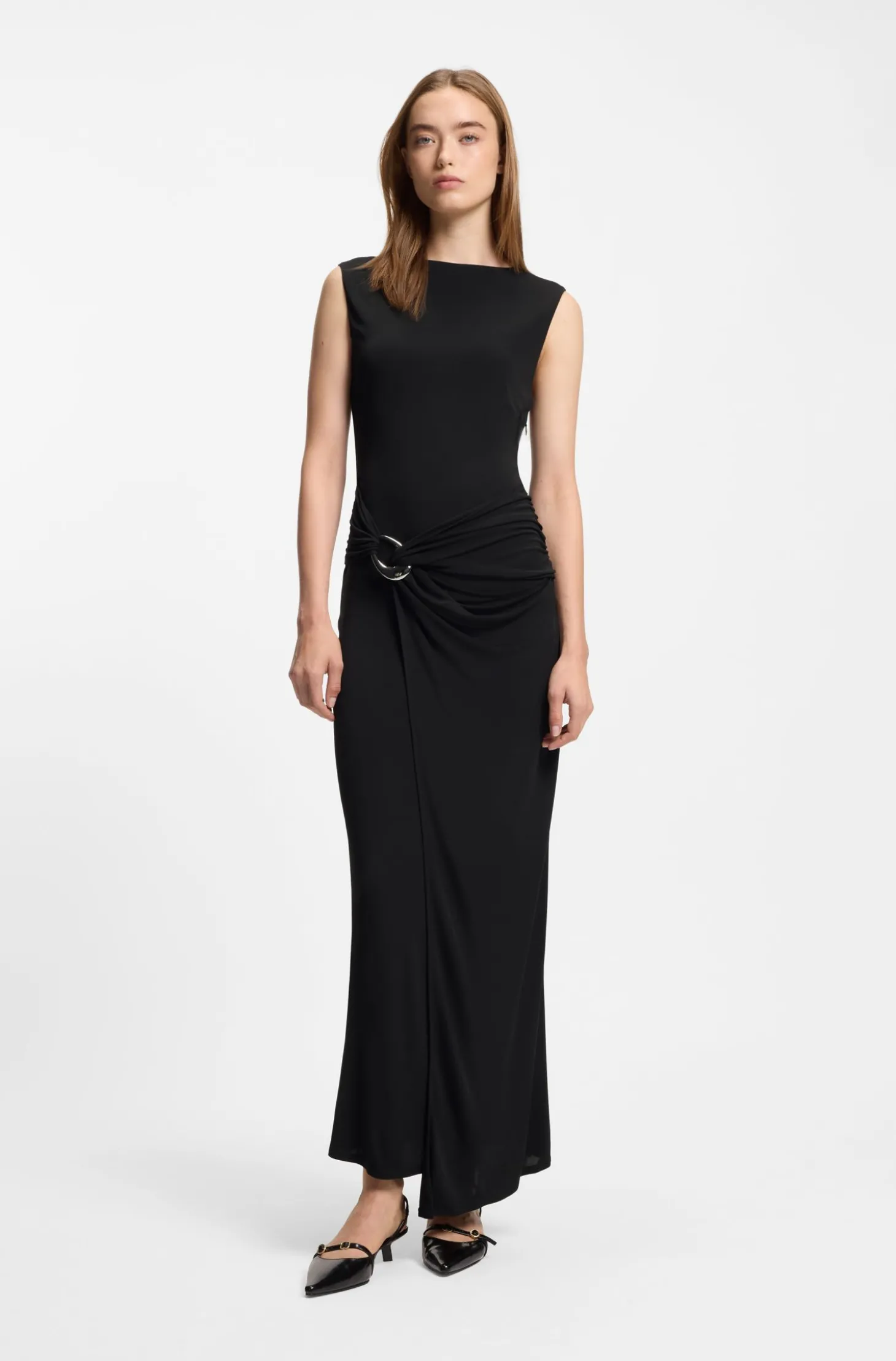 Kleid in Wickel-Optik mit Schließe