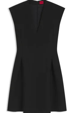 Kleid mit Cap-Ärmeln und Plissee-Details