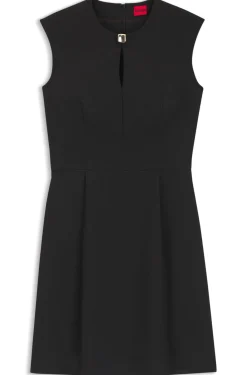 Kleid mit Cap-Ärmeln und Schlüsselloch-Ausschnitt mit Hardware-Besatz