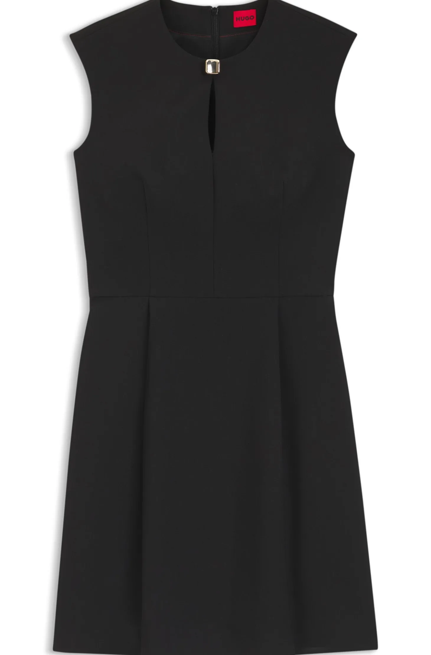 Kleid mit Cap-Ärmeln und Schlüsselloch-Ausschnitt mit Hardware-Besatz