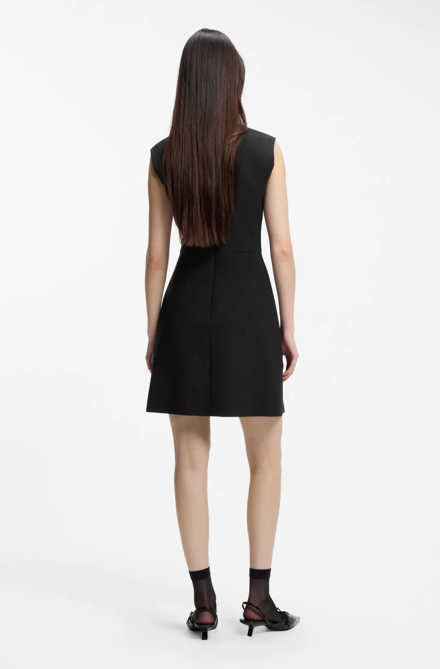 Kleid mit Cap-Ärmeln und Schlüsselloch-Ausschnitt mit Hardware-Besatz