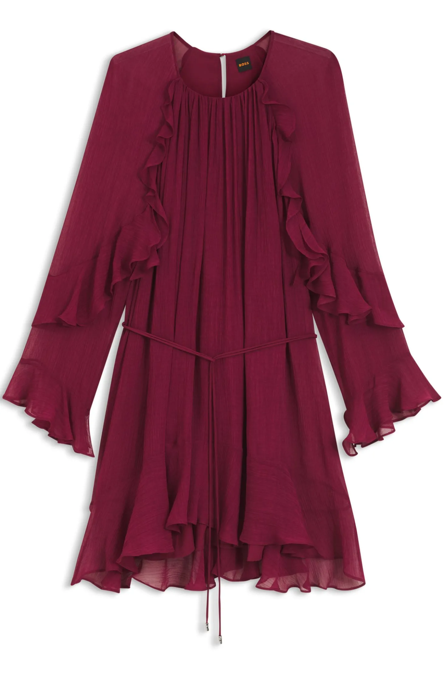 Kleid mit Gürtel und Trichterärmeln