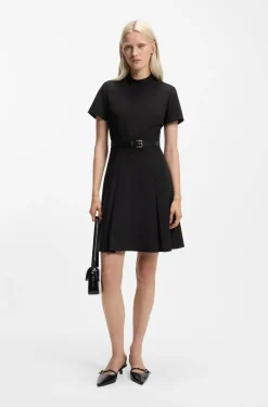 Kleid mit Kellerfalte und Stehkragen
