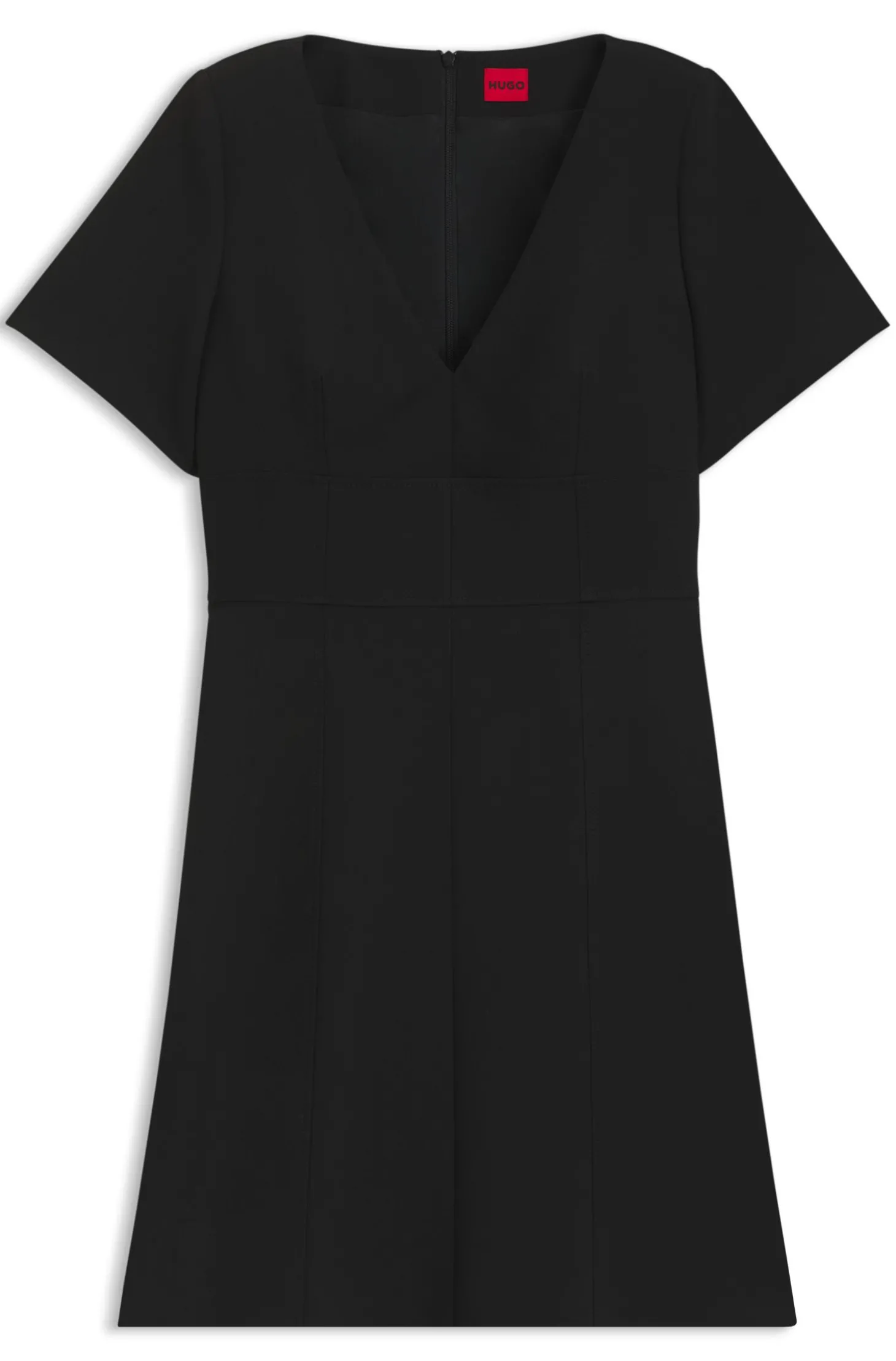 Kleid mit V-Ausschnitt und herausnehmbaren Schulterpolstern