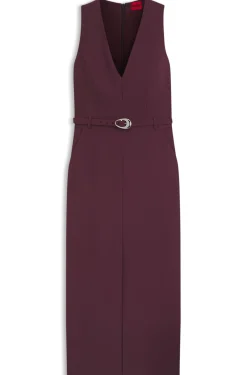 Kleid mit V-Ausschnitt und Schließe