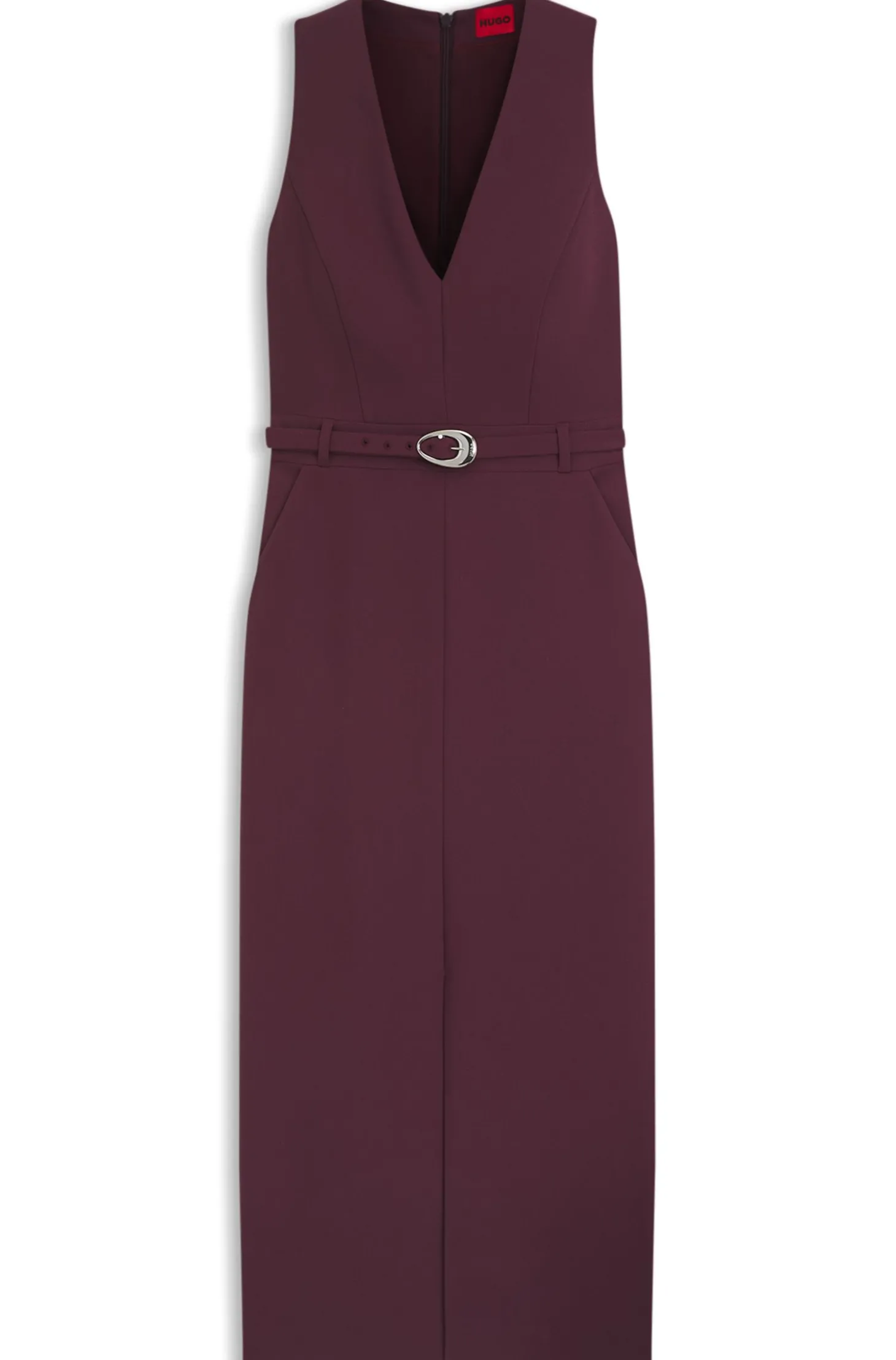 Kleid mit V-Ausschnitt und Schließe