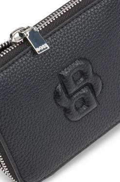 Kleine Geldbörse mit genarbter Struktur, Reißverschluss und Double-B-Monogramm