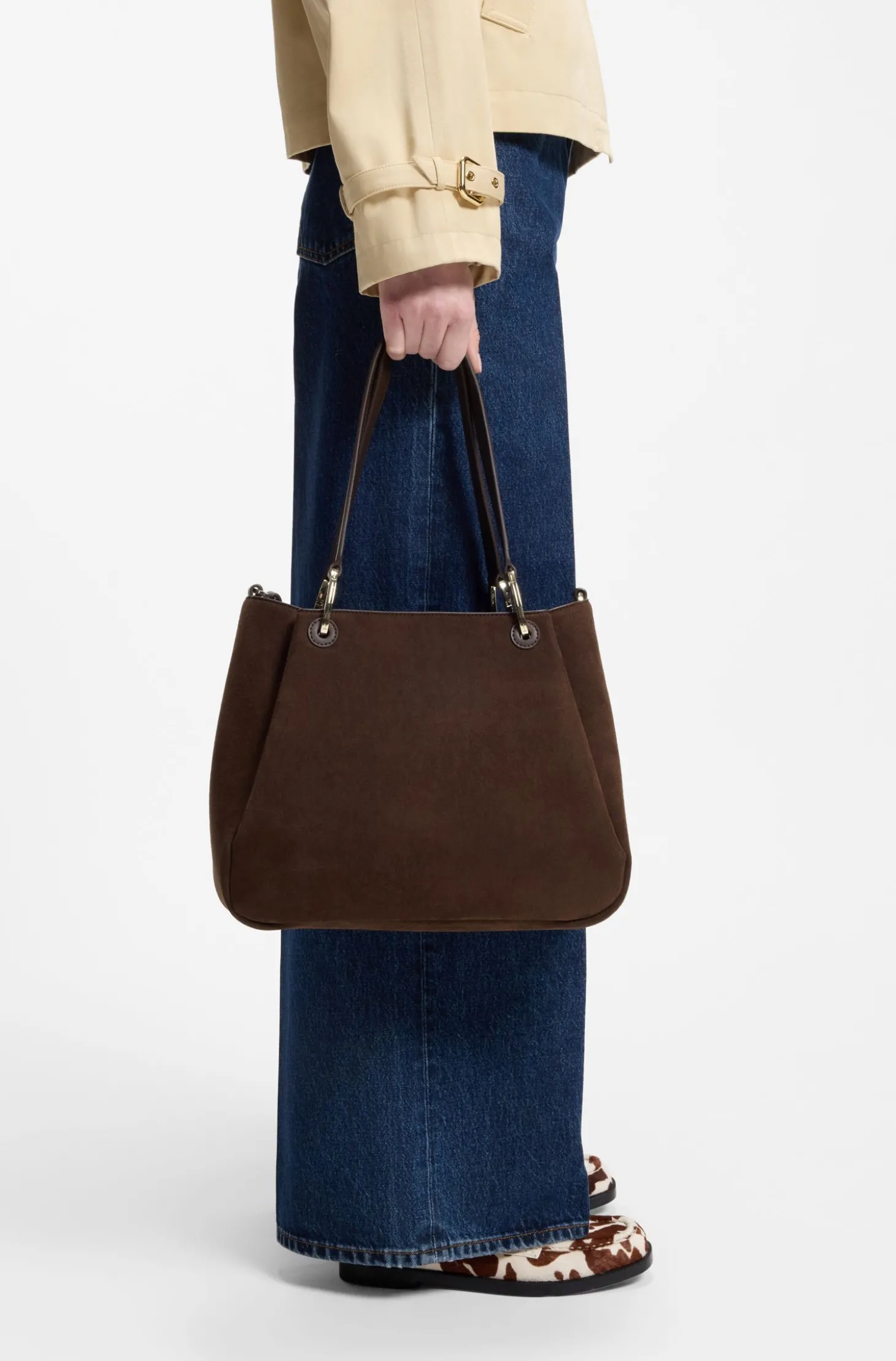 Kleine Tote Bag mit goldfarbenen Metalldetails
