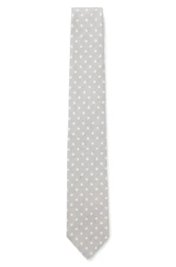 Krawatte aus Seiden-Leinen-Jacquard mit Punkte-Muster