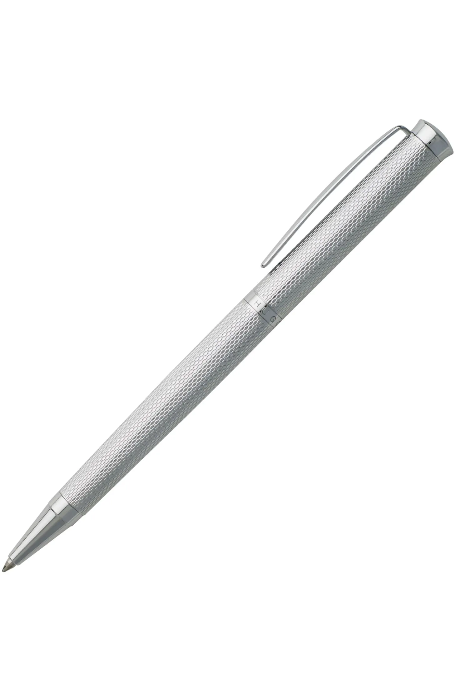 Kugelschreiber mit Chrom-Beschichtung und Rauten-Gravur