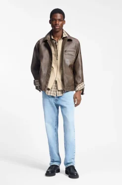 Kunstlederjacke mit kreuzförmigem Zipper am Reißverschluss