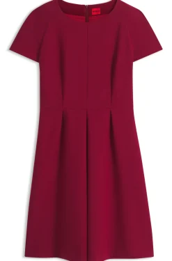 Kurzarm-Kleid aus Stretch-Gewebe mit plissierter Vorderseite