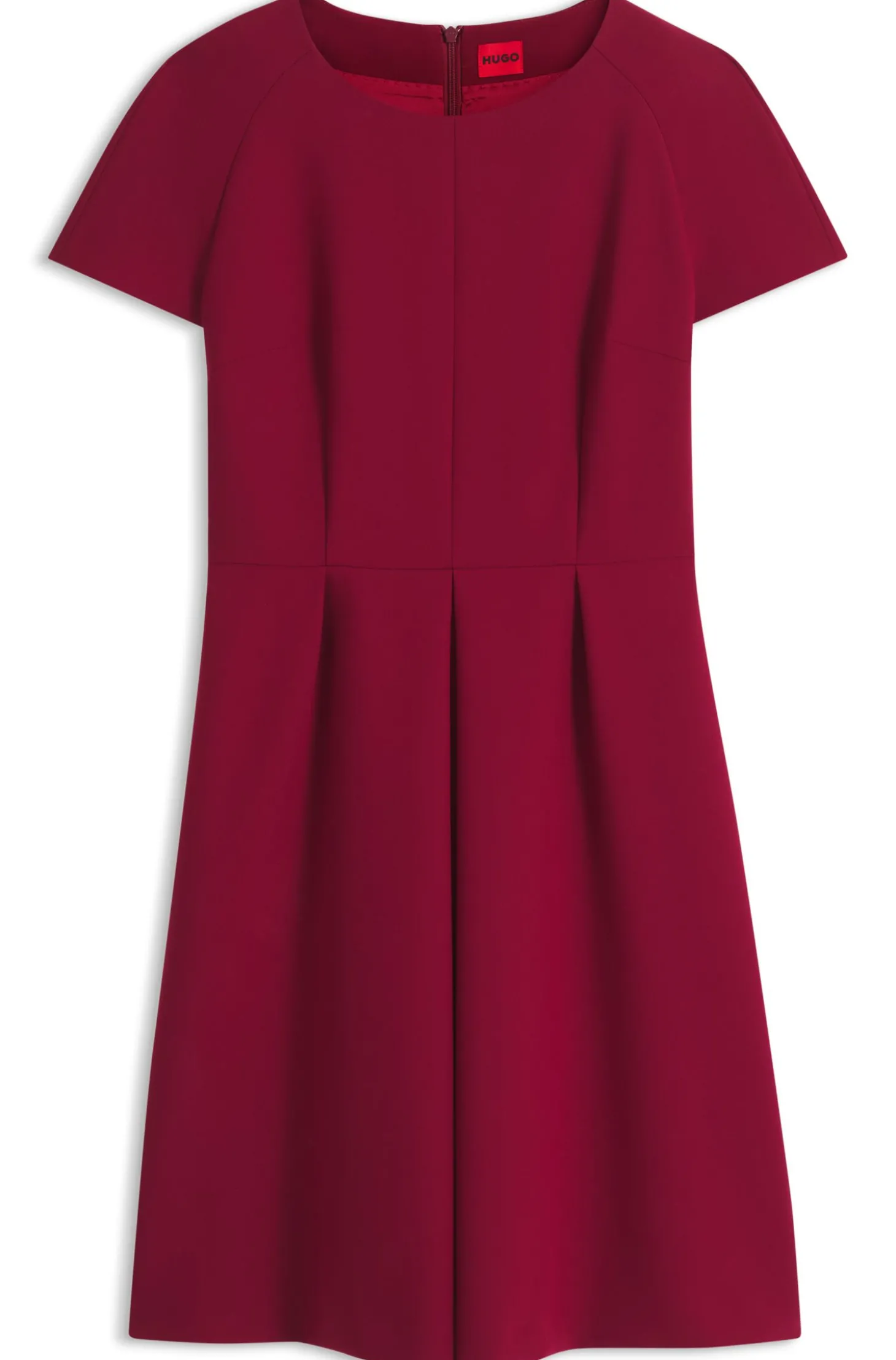 Kurzarm-Kleid aus Stretch-Gewebe mit plissierter Vorderseite