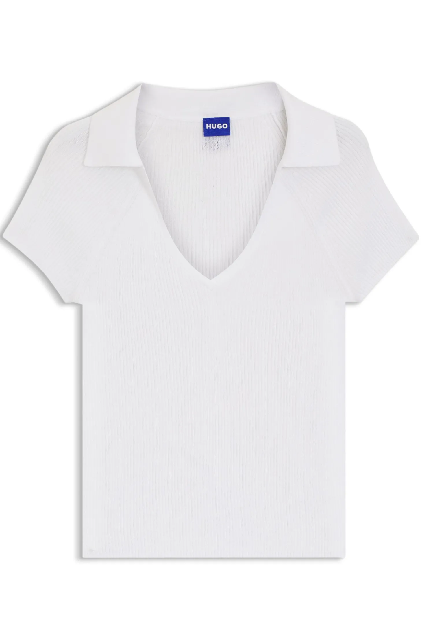 Kurzarm-Pullover aus Stretch-Gewebe mit Polokragen