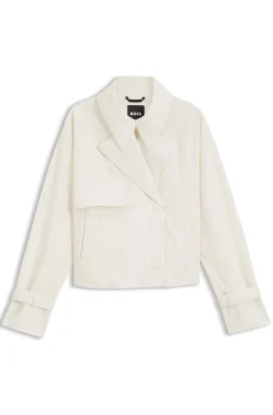 Kurzer Trenchcoat aus angerautem Krepp
