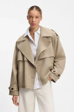 Kurze Trench-Jacke aus Baumwolle und Leinen