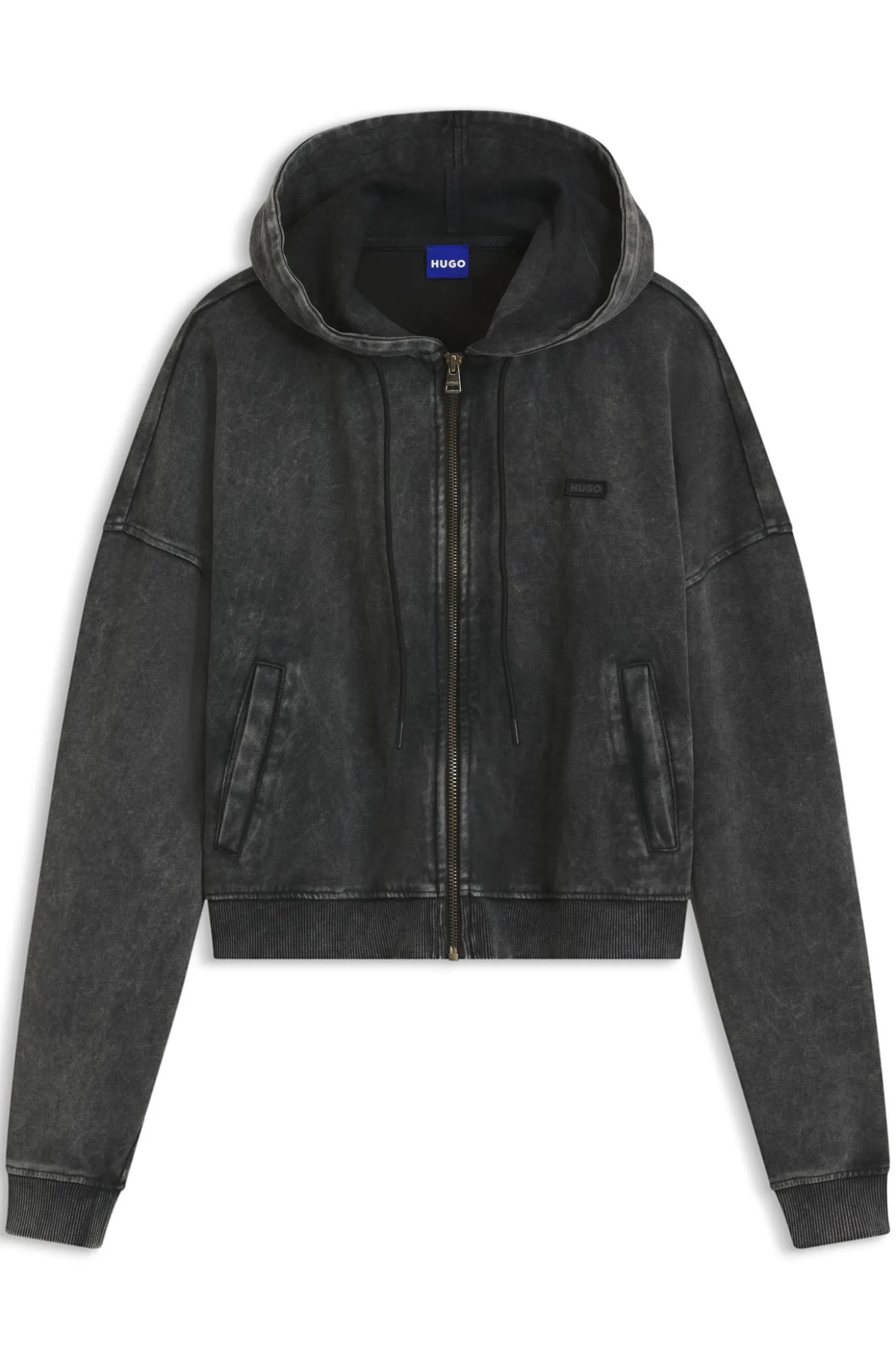 Kurz geschnittener Relaxed-Fit Hoodie mit gewaschenem Box-Logo