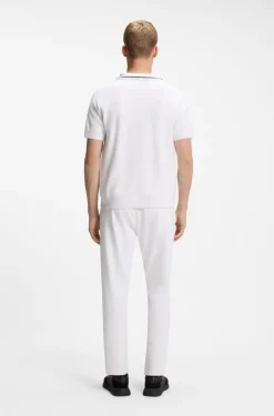 Kurzärmeliger Polo-Pullover aus Baumwolle mit Johnny-Kragen